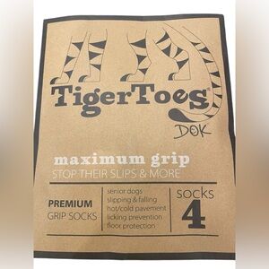 Non-Slip Dog Socks for Hardwood Fl. Size Medium Maximum Grip‎ by TigerToes Pink